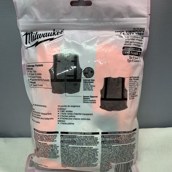 New Milwaukee Carry More 10 Pockets L/XL Type R Class 2 Orange Safety Vest - Picture 2 of 4